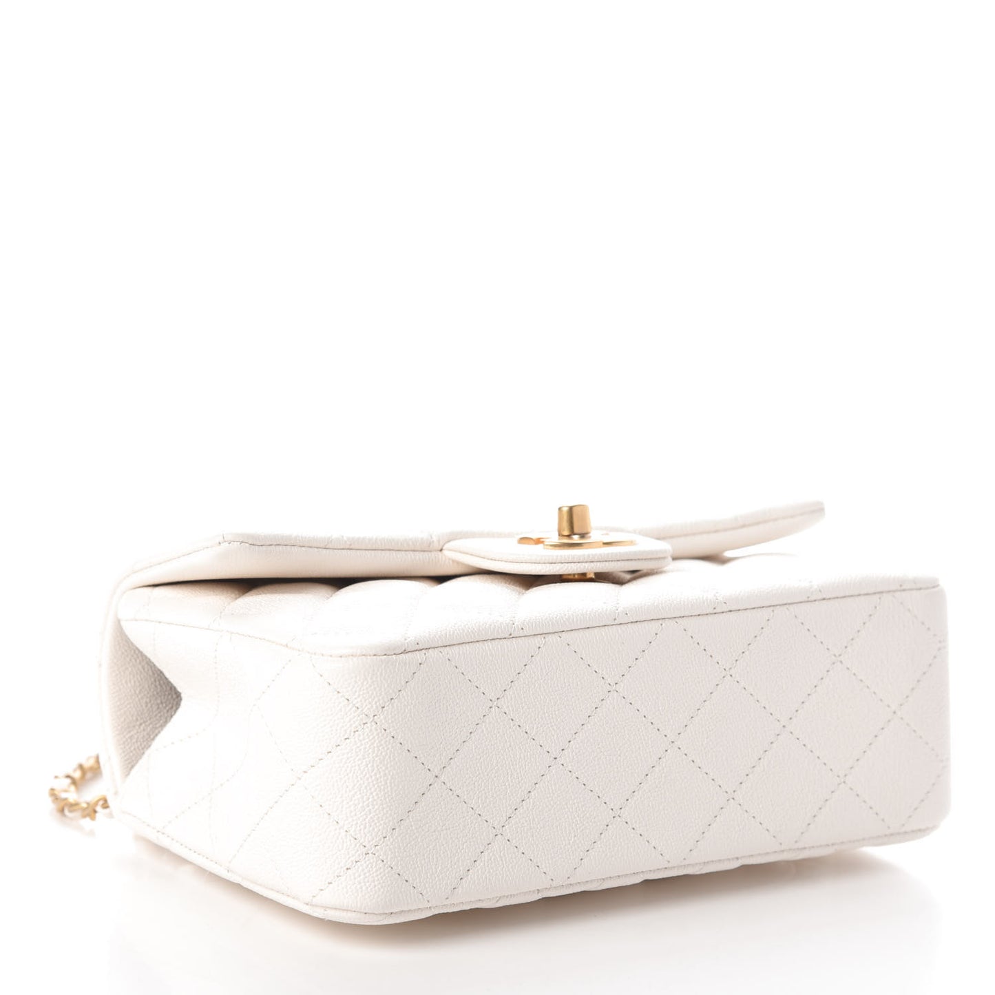Caviar Quilted Mini Top Handle Rectangular Flap White