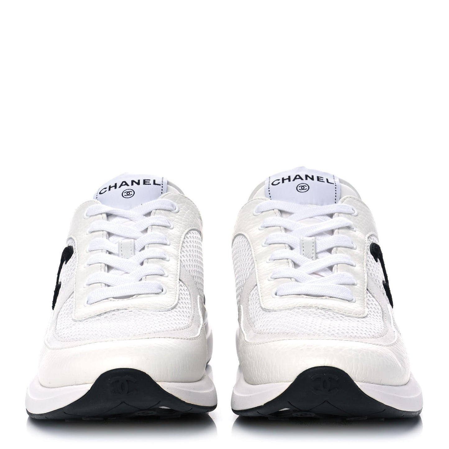 Calfskin Mesh Lycra Suede Womens Logo Sneakers 40 White