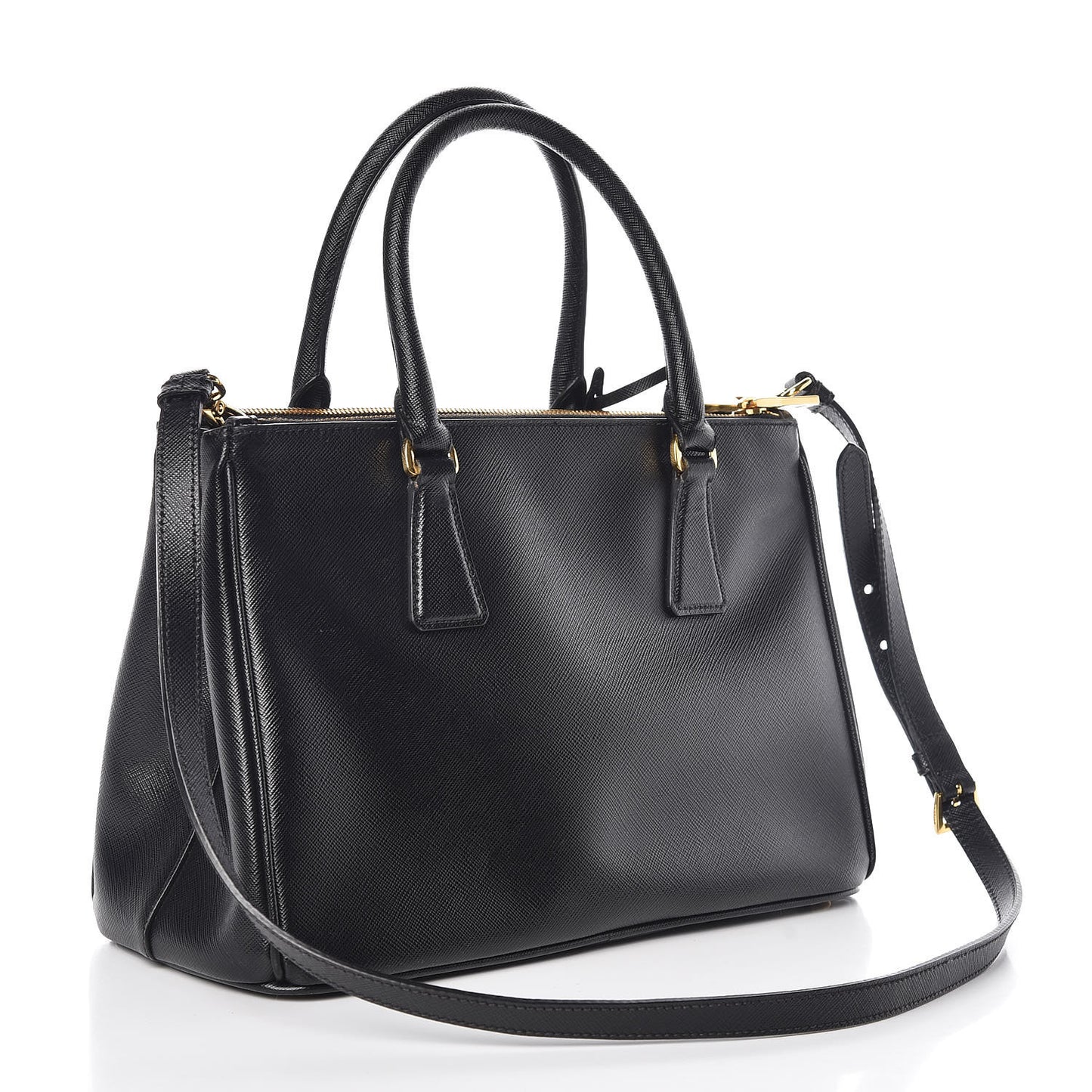 Saffiano Small Galleria Double Zip Tote Black
