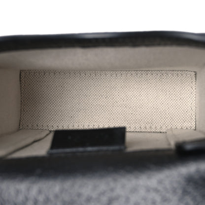 Gucci Jacquard Black Denim GG Monogram Textured Dollar Calfskin Mini Horsebit 1955 Crossbody Bag Black Ivory 4 of 10
