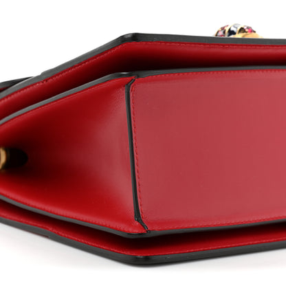 Gucci Calfskin Sylvie Web Small Queen Margaret Top Handle Bag Blue Agata Hibiscus Red Mystic White Sugar Pink 10 of 11