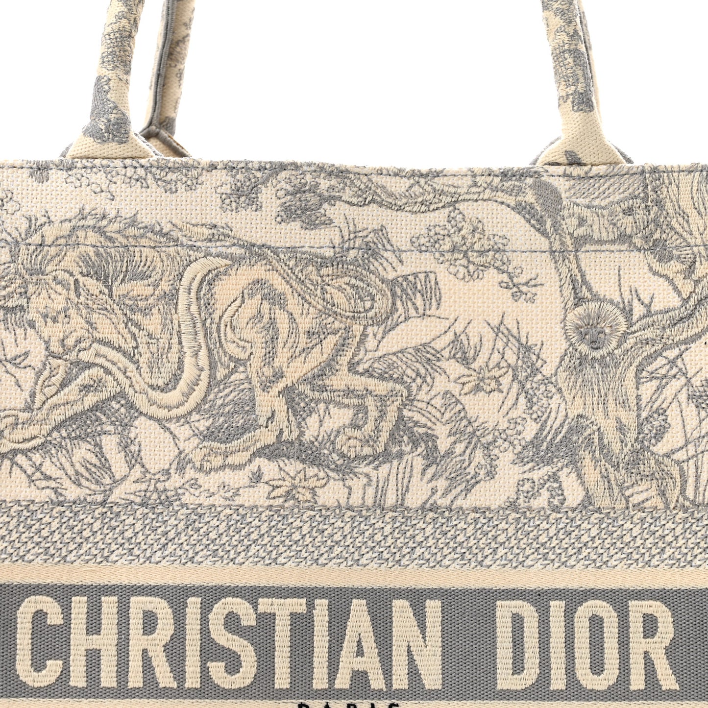 Canvas Embroidered Large Dioriviera Toile De Jouy Book Tote Gray