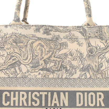 Christian Dior Canvas Embroidered Large Dioriviera Toile De Jouy Book Tote Gray 7 of 11