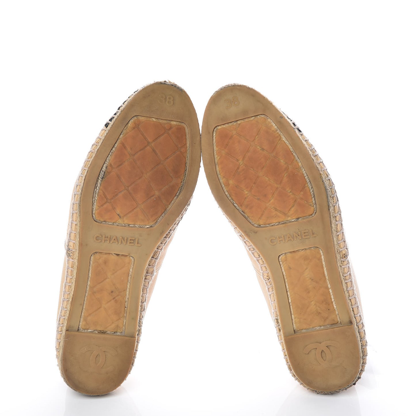 Lambskin CC Espadrilles 38 Beige Black