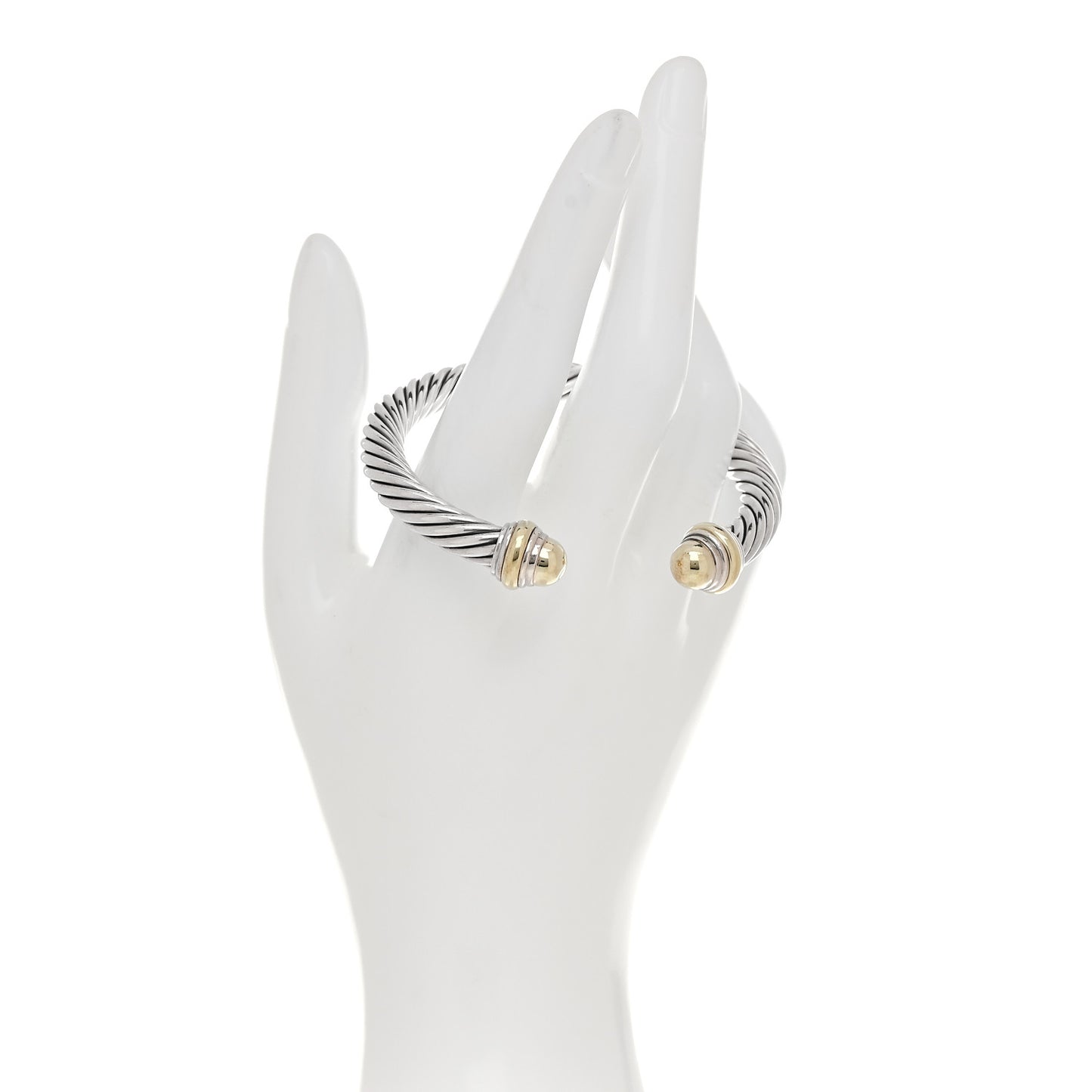 Sterling Silver 14K Yellow Gold 7mm Cable Classics Dome Bracelet