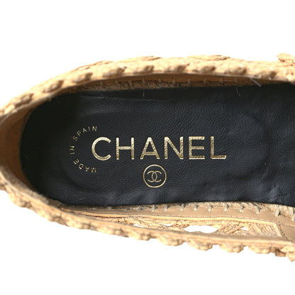 Chanel Raffia Fabric CC Espadrilles 37 Beige Black 8 of 9
