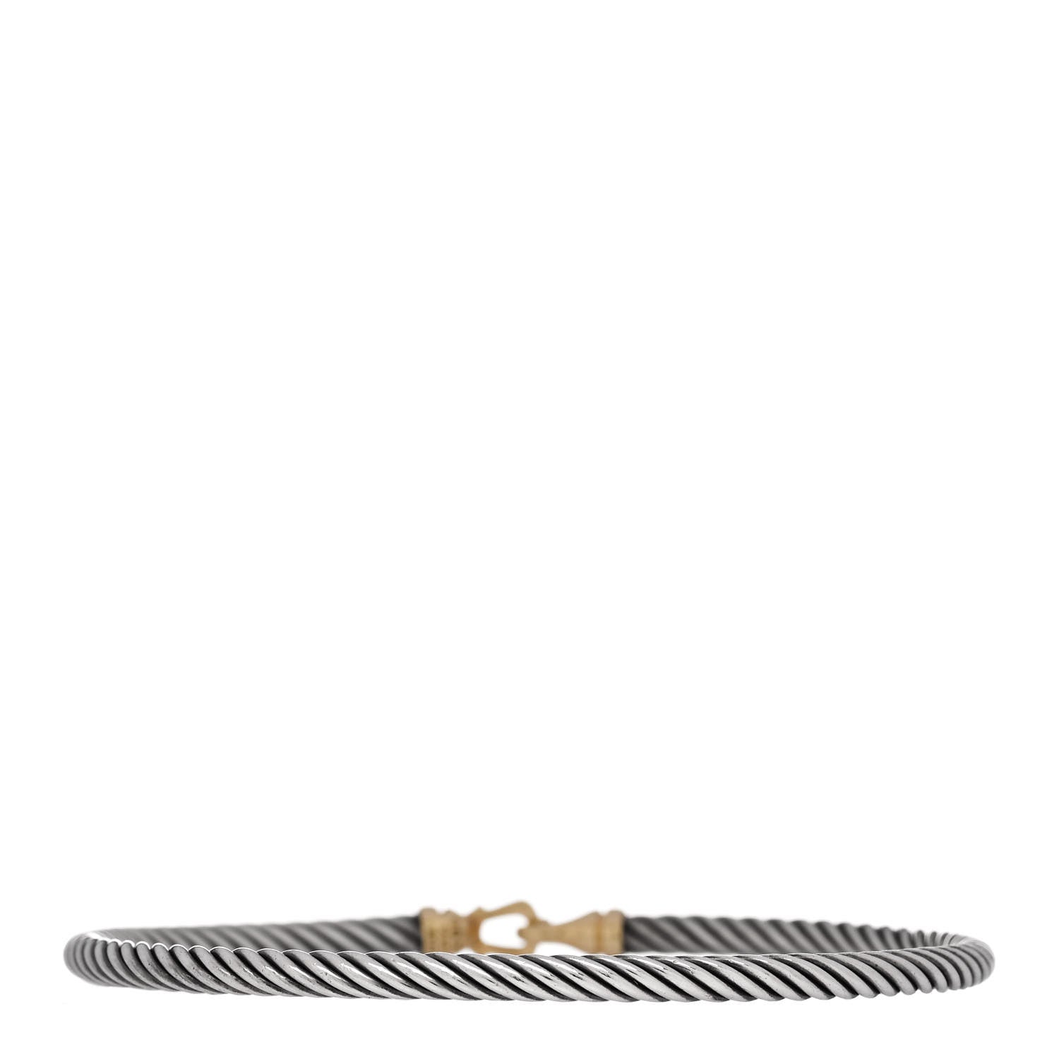David Yurman Sterling Silver 18K Yellow Gold 3mm Cable Buckle Bracelet 2 of 3