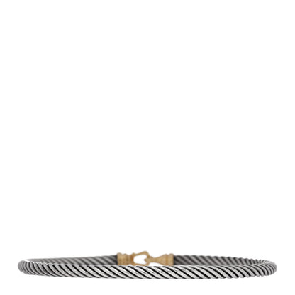 David Yurman Sterling Silver 18K Yellow Gold 3mm Cable Buckle Bracelet 2 of 3
