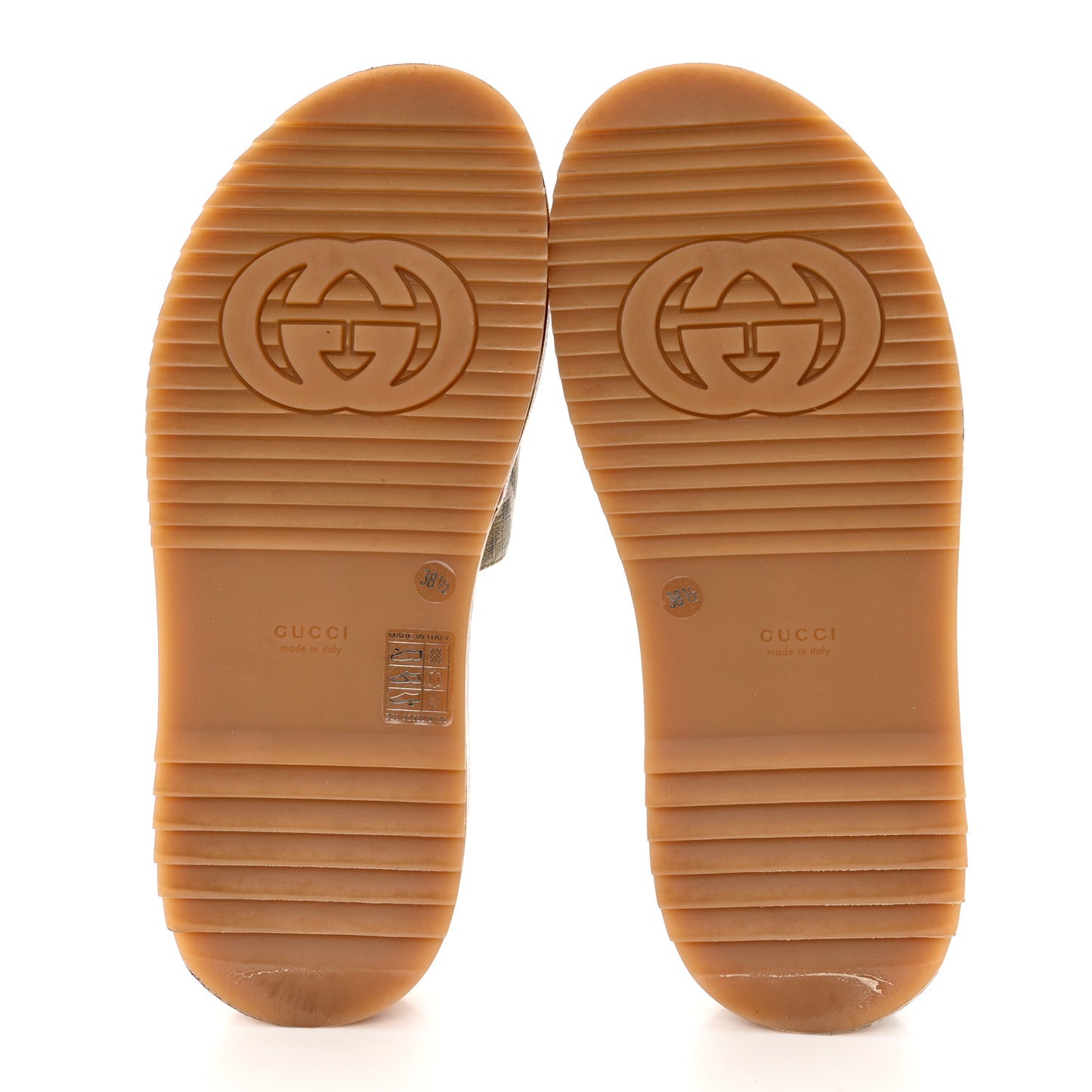 GG Supreme Monogram Water Flora Angelina Platform Slide Sandals 38.5 Beige White Multicolor