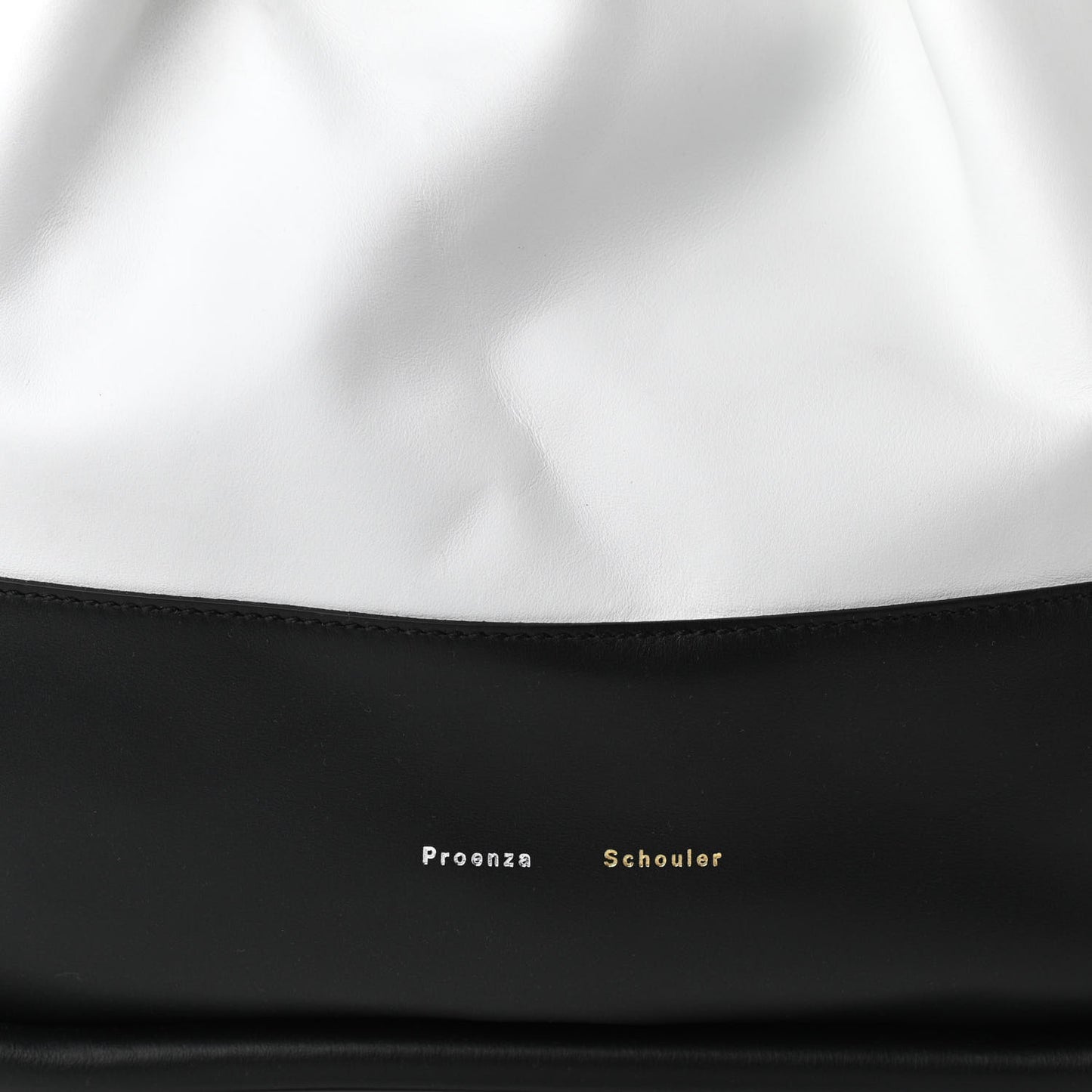 Calfskin Two Tone Ruched Tote White Black