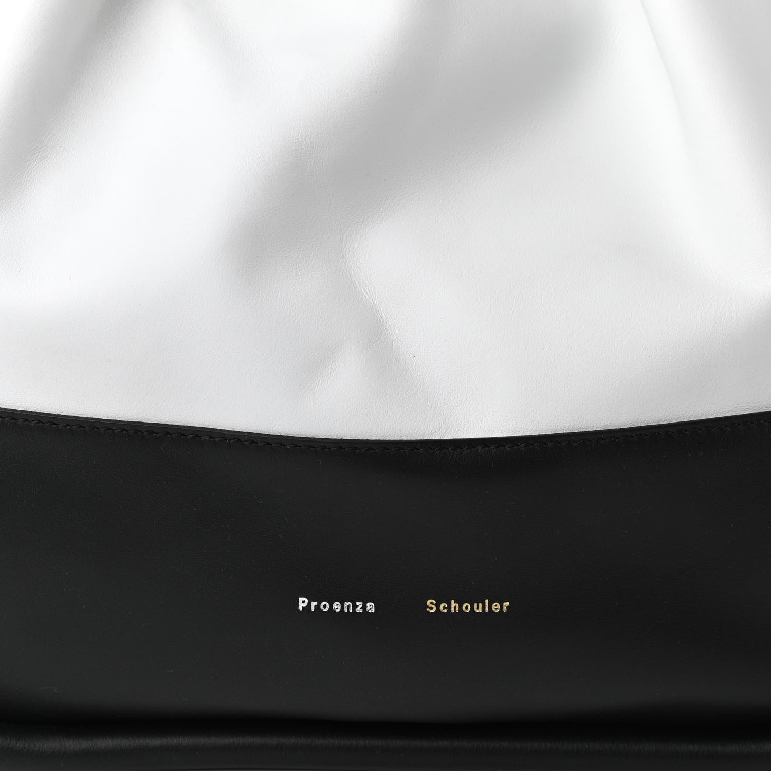Proenza Schouler Calfskin Two Tone Ruched Tote White Black 9 of 11