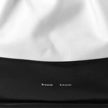 Proenza Schouler Calfskin Two Tone Ruched Tote White Black 9 of 11