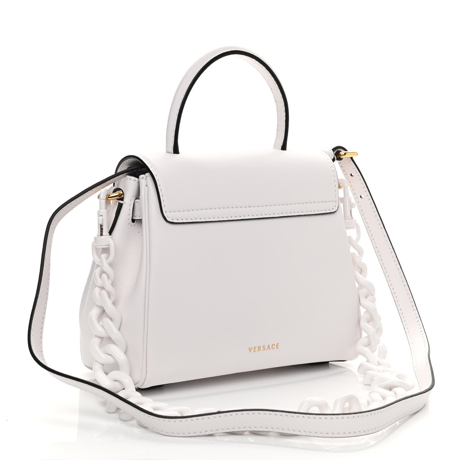 Versace Grained Calfskin Small La Medusa Top Handle Bag White 3 of 9