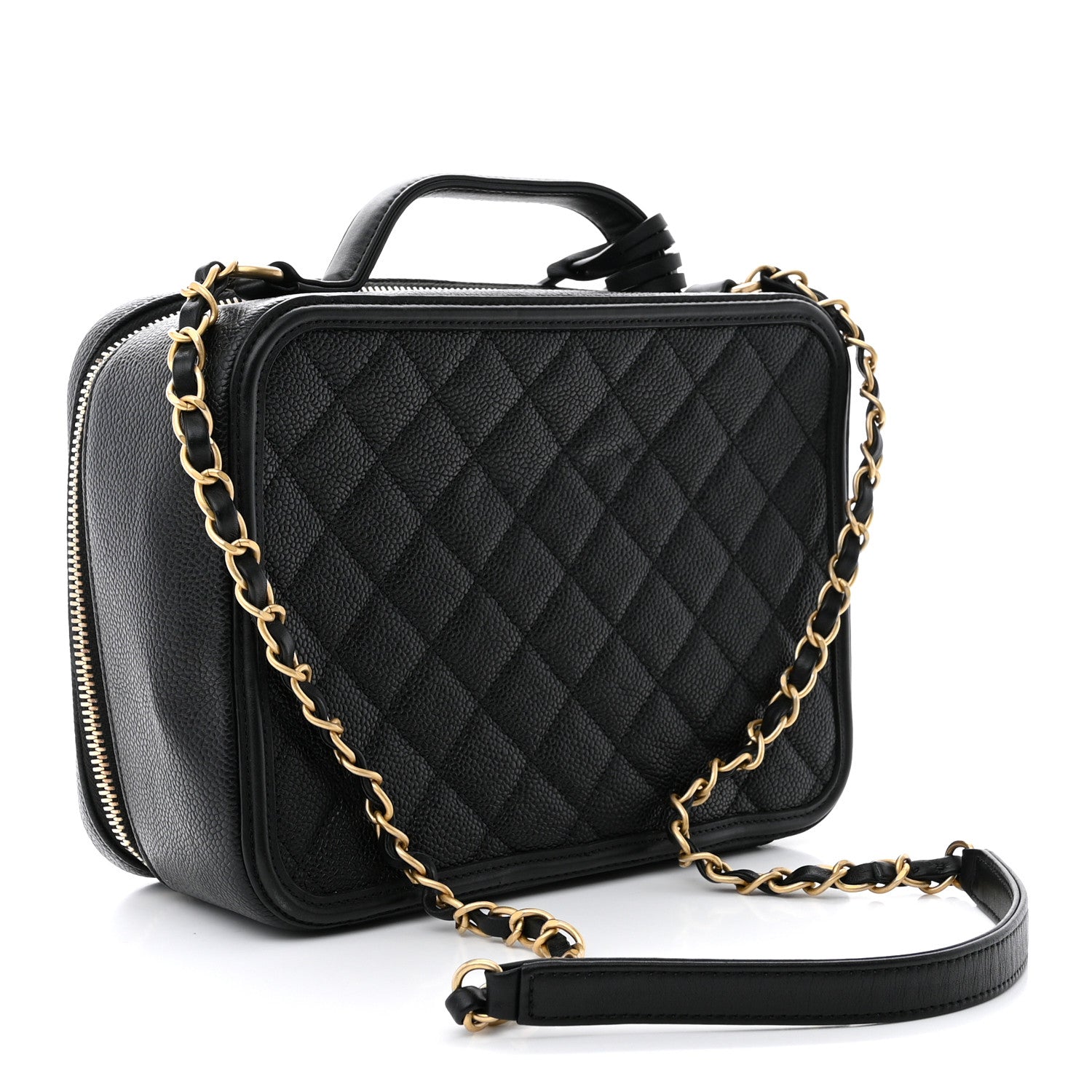Chanel Caviar Quilted Large CC Filigree Vanity Case Black 3 of 13