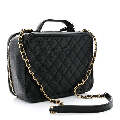 Chanel Caviar Quilted Large CC Filigree Vanity Case Black 3 of 13