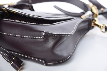 Chloe Calfskin Medium Marcie Saddle Shoulder Bag Black Raisin 6 of 9