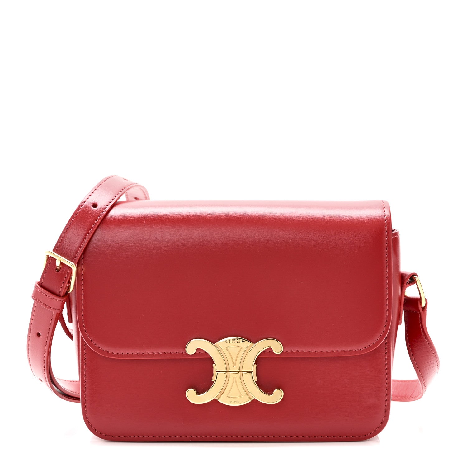 Celine Shiny Calfskin Teen Triomphe Red 1 of 10