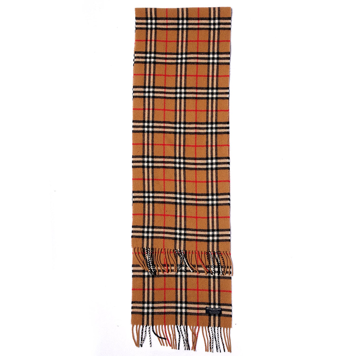 Lambswool Check Fringe Scarf Camel