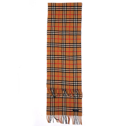 Burberry Lambswool Check Fringe Scarf Camel 3 of 5