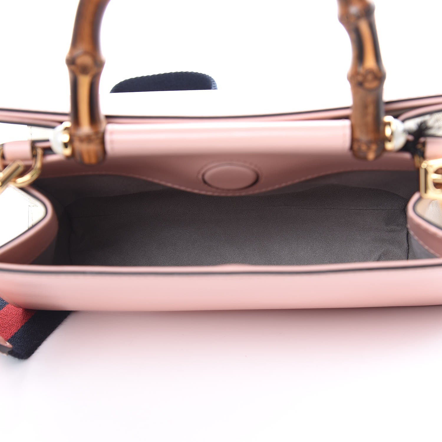 Gucci Nappa Bamboo Web Mini Nymphaea Top Handle Bag Perfect Pink Mystic White 5 of 10