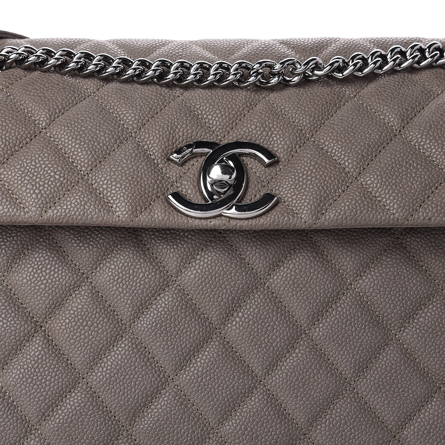 Chanel Iridescent Caviar Medium Lady Pearly Flap Khaki 11 of 12