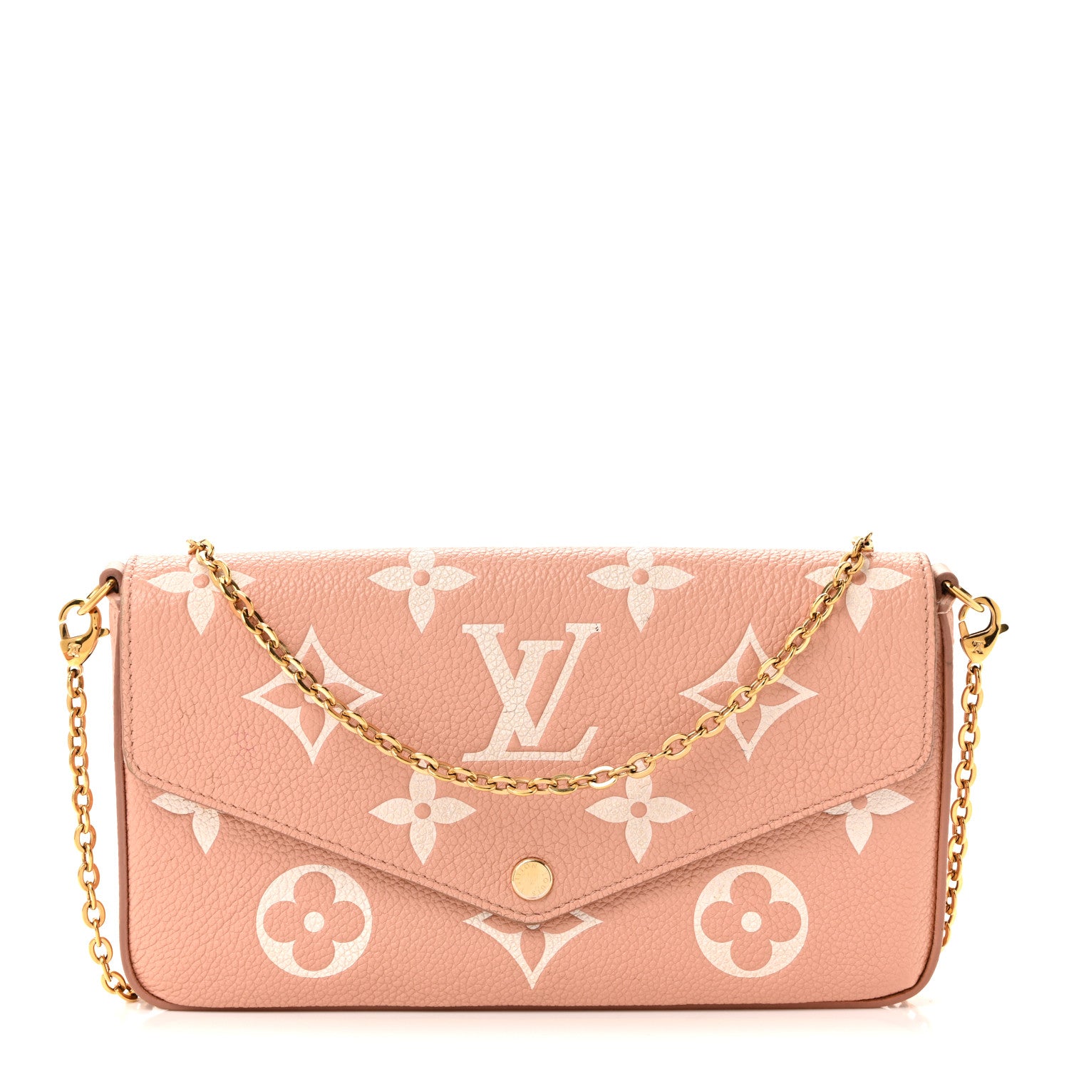 Louis Vuitton Empreinte Monogram Giant Felicie Pochette Chain Wallet Rose Trianon Creme 1 of 16