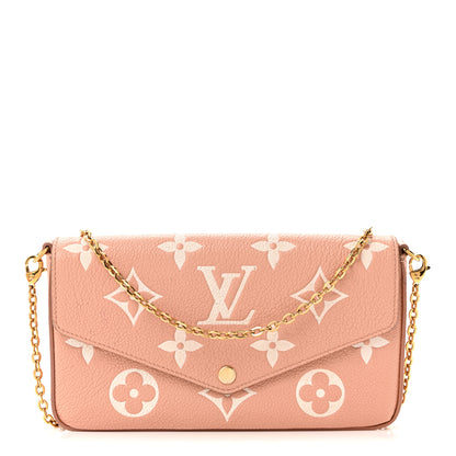 Louis Vuitton Empreinte Monogram Giant Felicie Pochette Chain Wallet Rose Trianon Creme 1 of 16