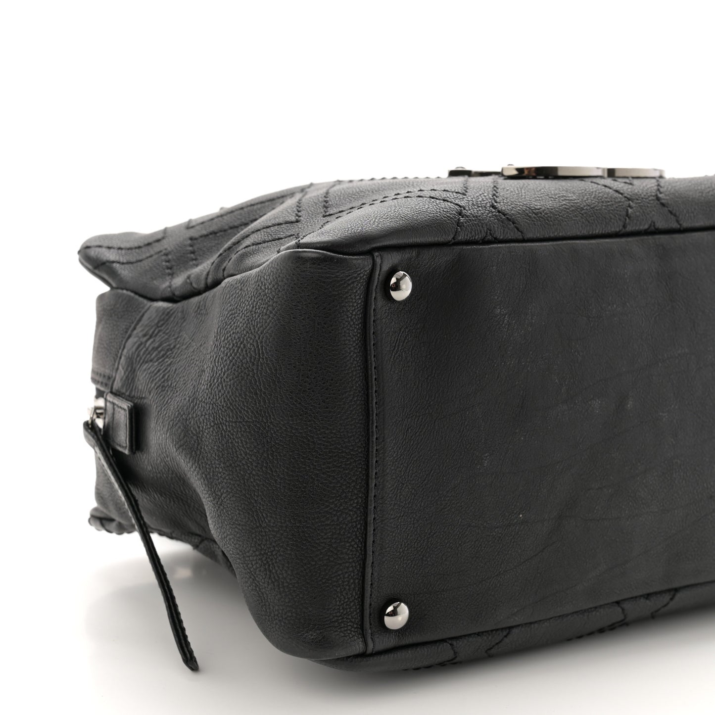 Calfskin Small Diamond Stitch Tote Black