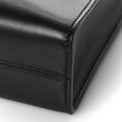 Prada Soft Calfskin Triangle Logo Embossed Small Double Handle Crossbody Tote Black 9 of 9