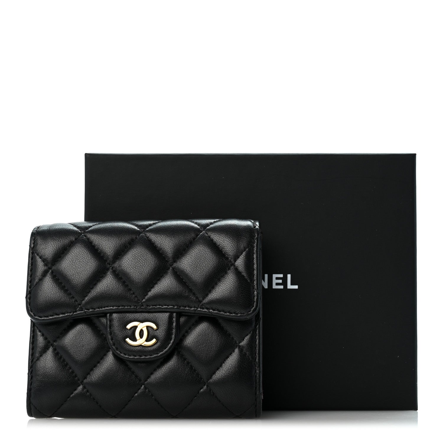 Chanel Lambskin Quilted Compact Flap Wallet Black 11 of 11