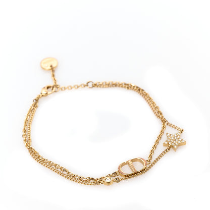 Christian Dior Metal Crystal Petit CD Double Bracelet Gold 1 of 4