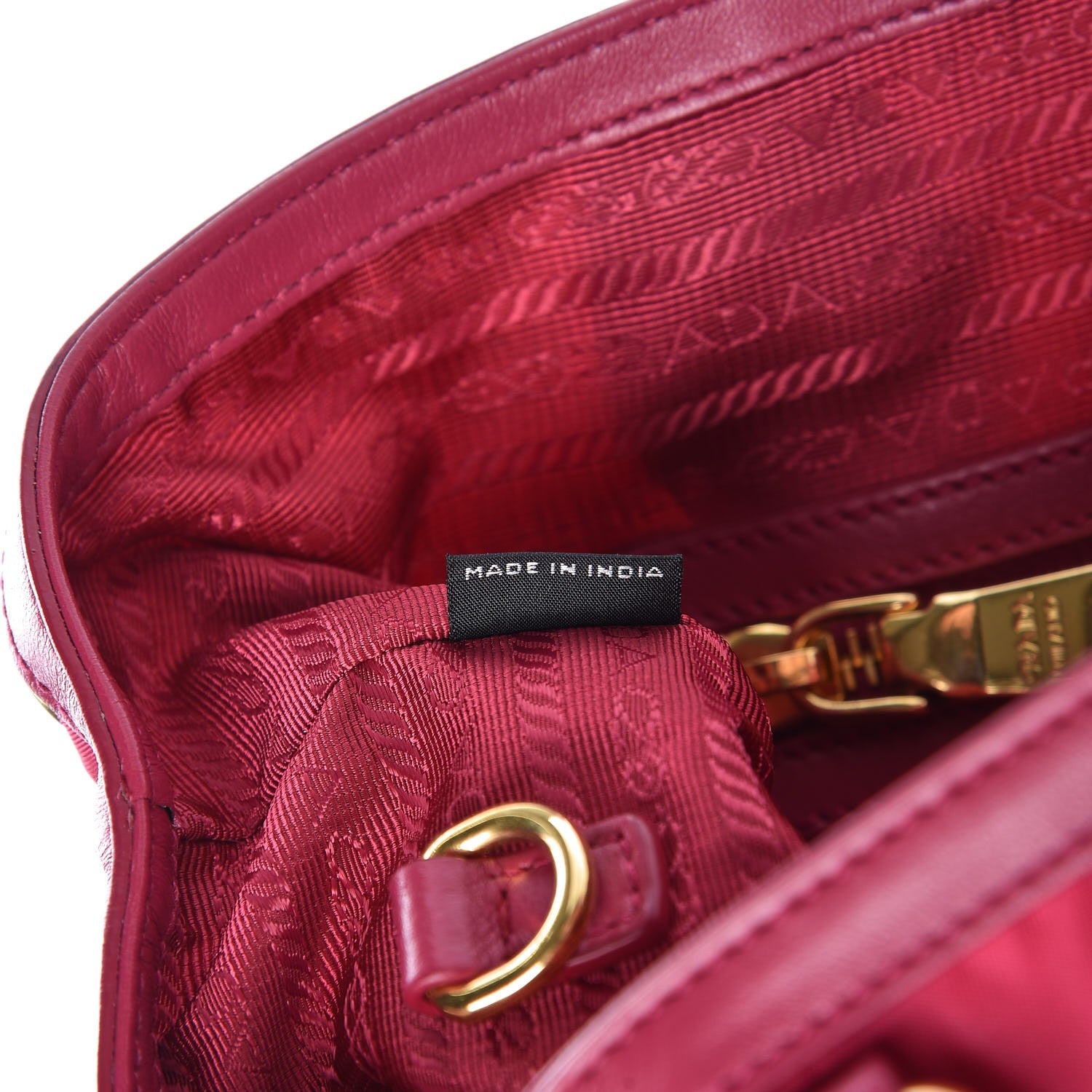 Prada Nylon Tessuto Soft Calf Tote Ibisco 7 of 7