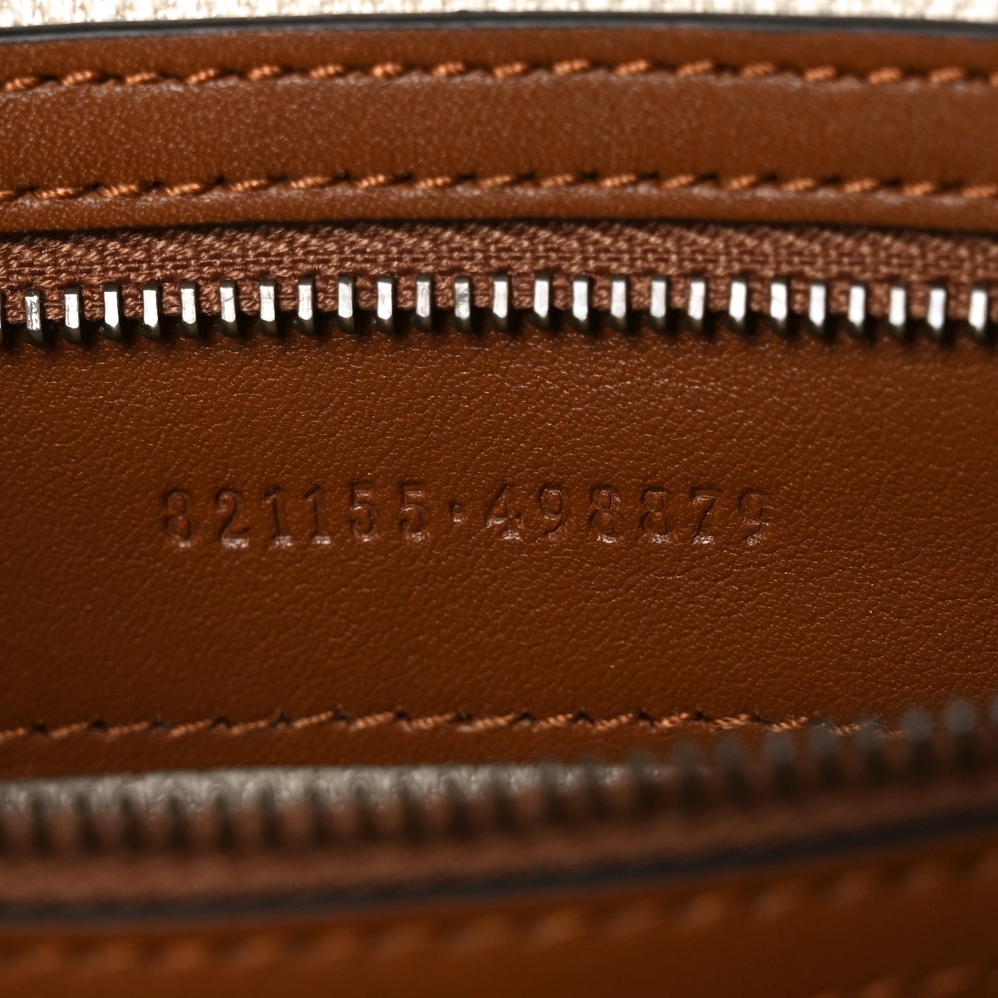 GG Supreme Monogram Textured Calfskin Emblem Small Crossbody Beige Dark Brown