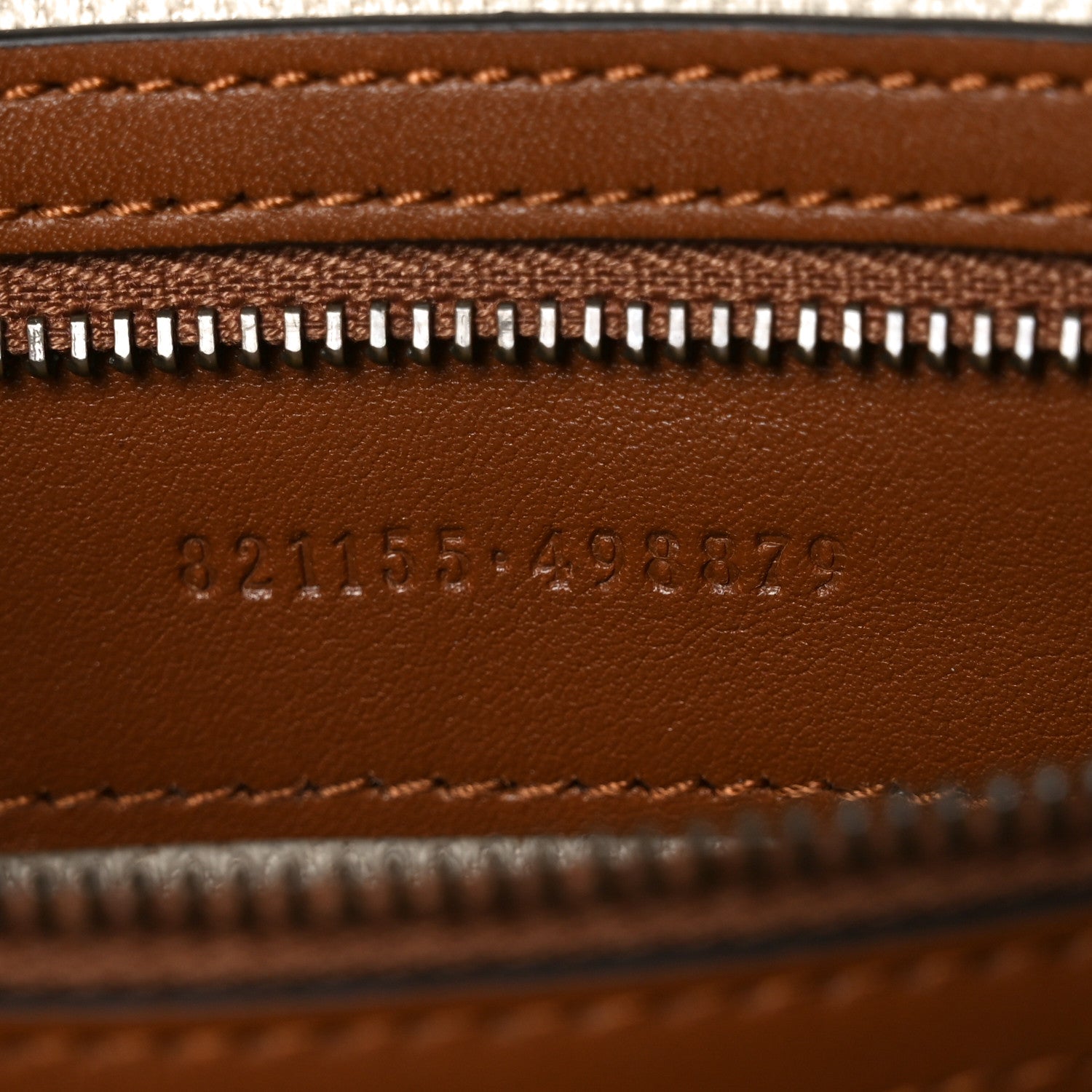 Gucci GG Supreme Monogram Textured Calfskin Emblem Small Crossbody Beige Dark Brown 7 of 10