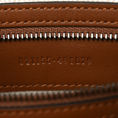 Gucci GG Supreme Monogram Textured Calfskin Emblem Small Crossbody Beige Dark Brown 7 of 10