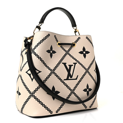 Louis Vuitton Empreinte Monogram Giant Broderies Neonoe MM Cream Black 3 of 8