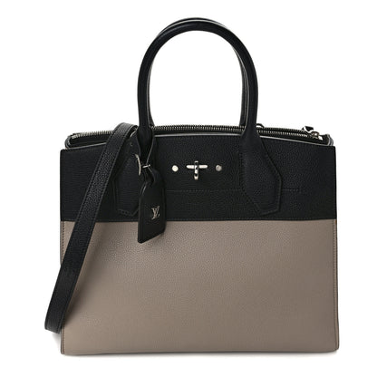 Louis Vuitton Taurillon City Steamer MM Black Beige 1 of 8