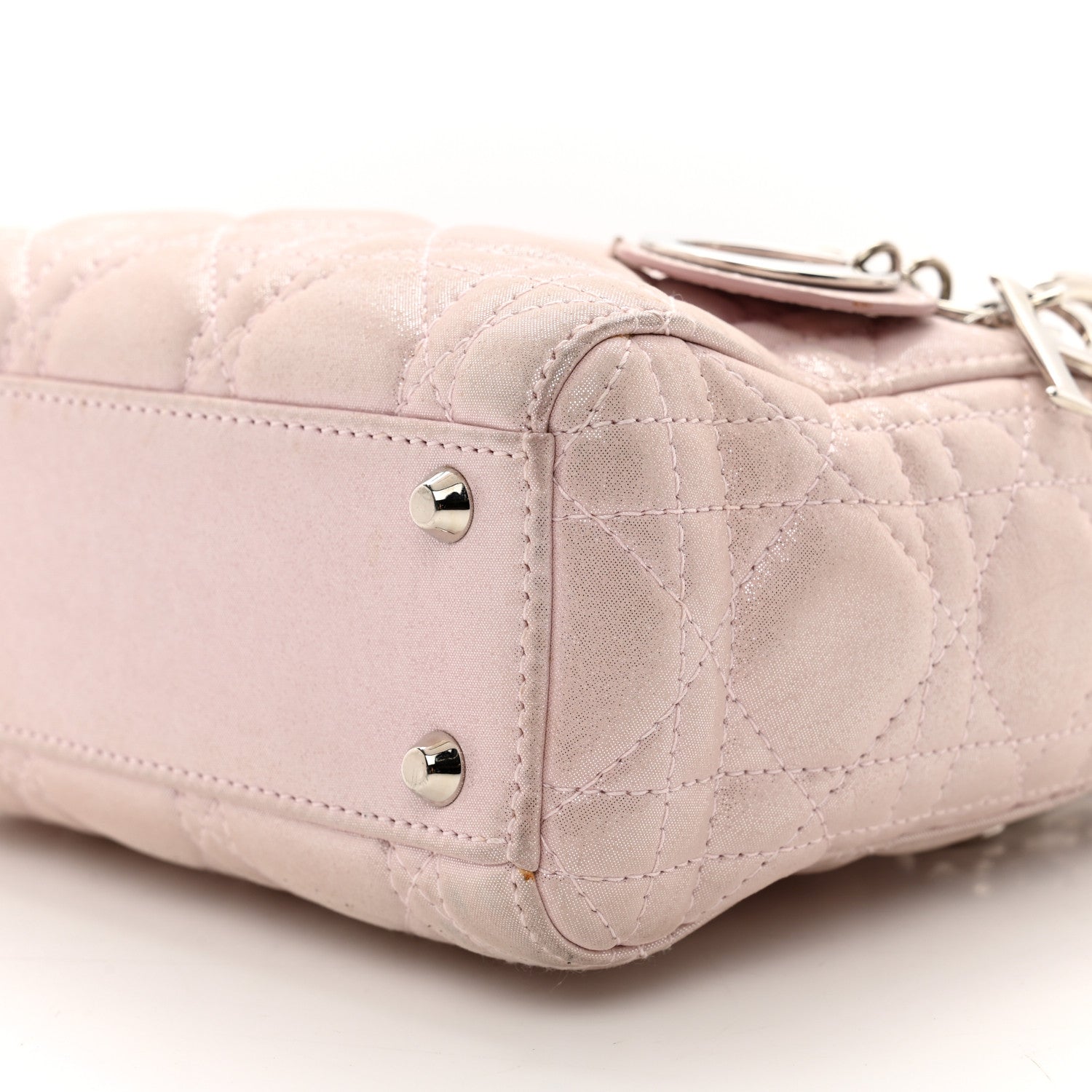 Christian Dior Metallic Lambskin Cannage Mini Lady Dior Lotus 8 of 11