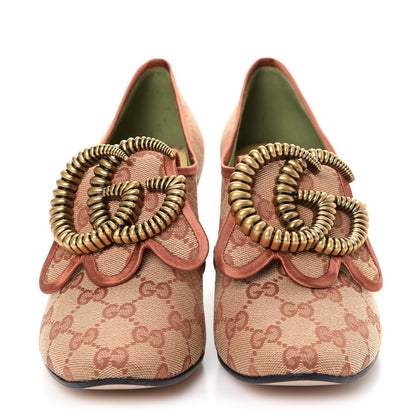 Gucci Monogram Satin Torchon Double G Pumps 37.5 Beige Ruggine Copper 2 of 11