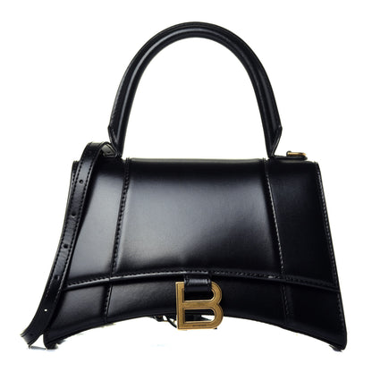 Balenciaga Shiny Box Calfskin Small Hourglass Top Handle Bag Black 1 of 9