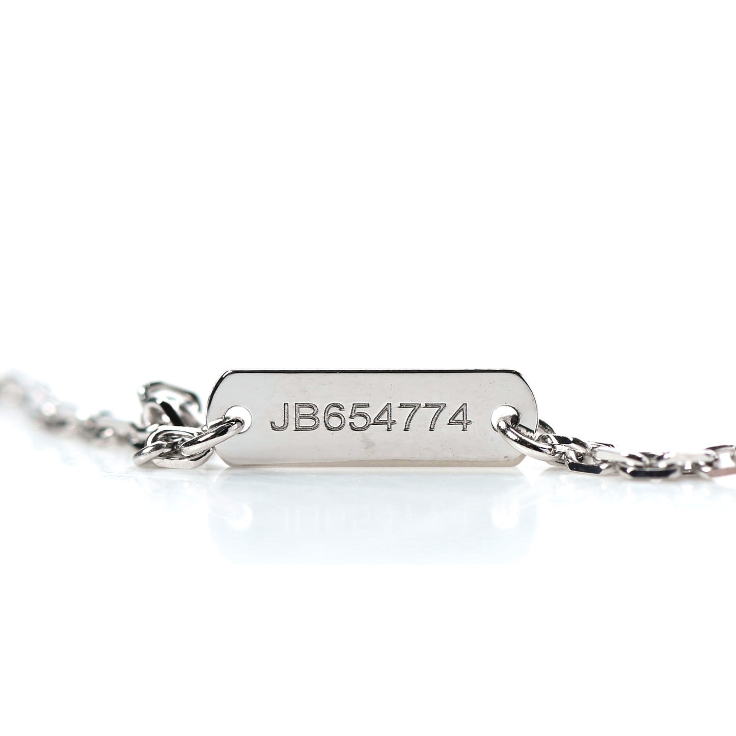 18K White Gold Diamond Guilloche Vintage Alhambra Pendant Necklace