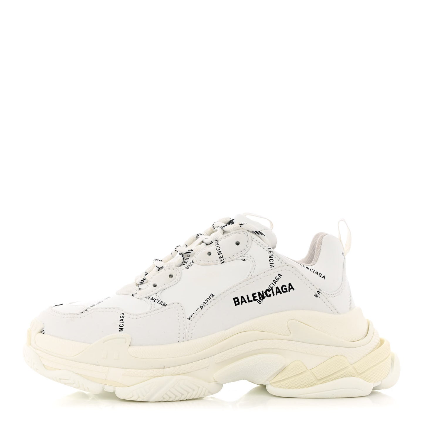Technical Fabric Allover Logo Womens Triple S Sneakers 40 White Black