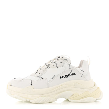 Balenciaga Technical Fabric Allover Logo Womens Triple S Sneakers 40 White Black 1 of 9