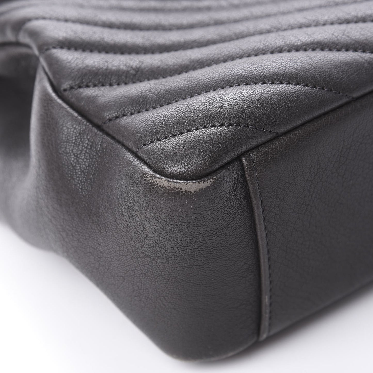Sheepskin Matelasse Chevron Monogram Large College Satchel Light Coal
