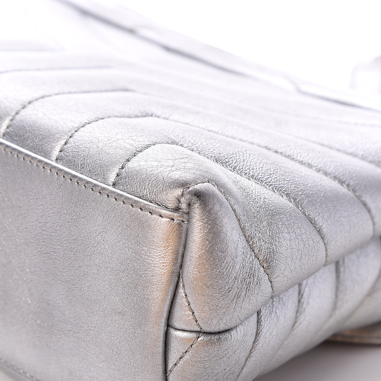 Calfskin Y Quilted Monogram Small Loulou Chain Satchel Silver