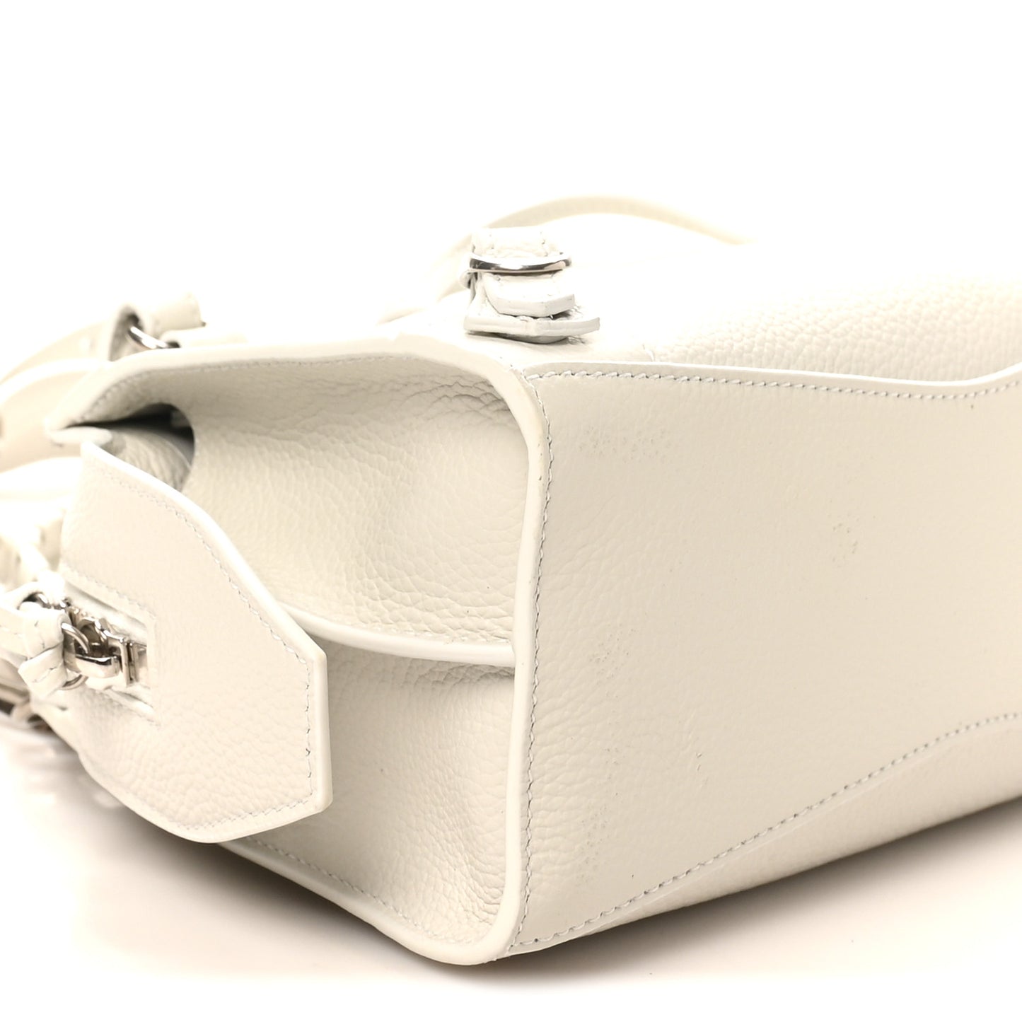 Grained Calfskin Neo Classic Silver Hardware Mini City White