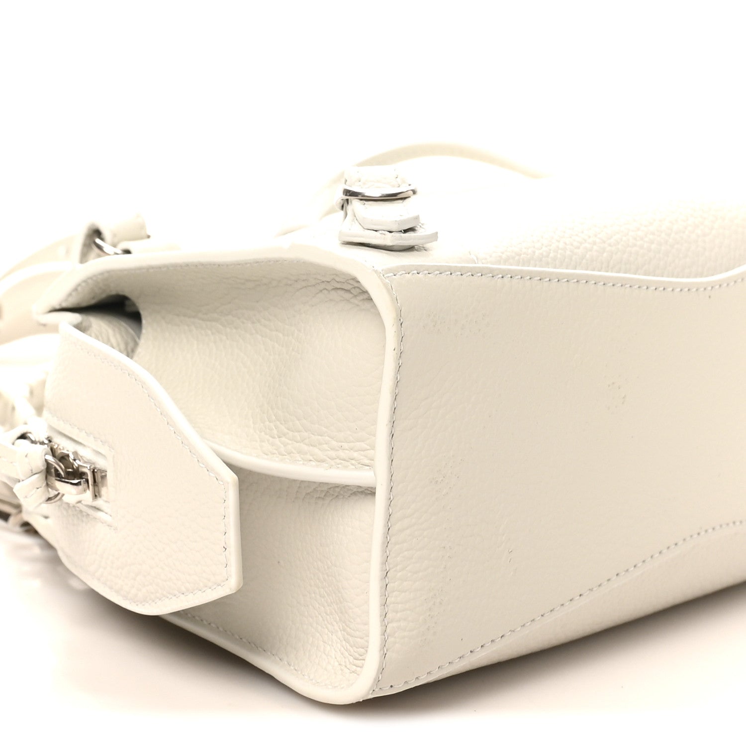 Balenciaga Grained Calfskin Neo Classic Silver Hardware Mini City White 8 of 9