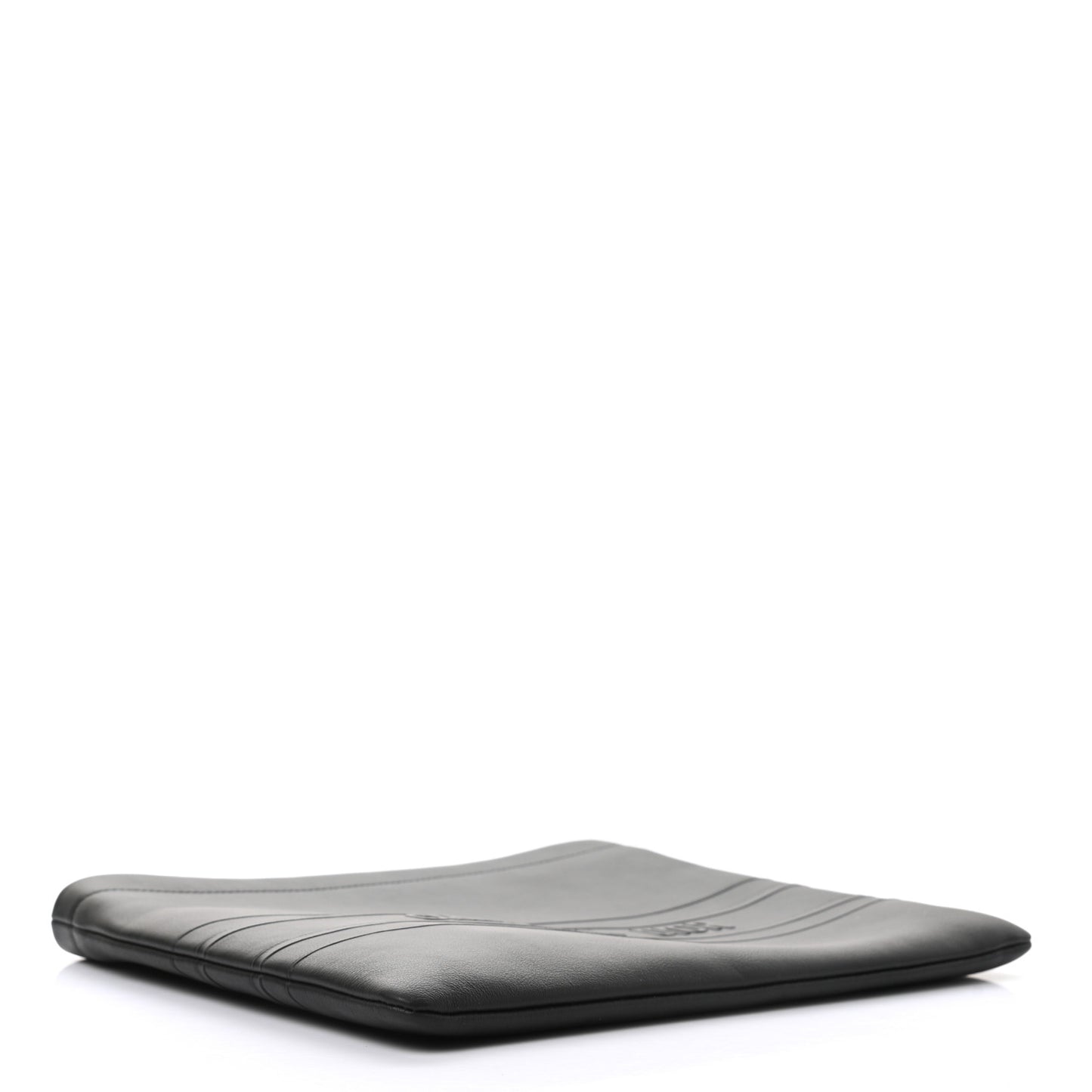 Calfskin Embossed Logo Zip Clutch Black
