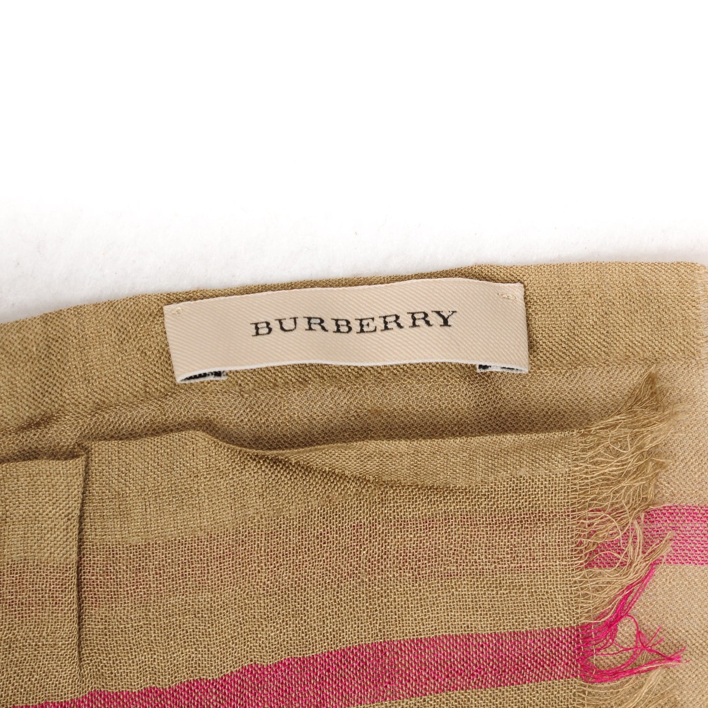 Wool Silk Giant Check Scarf Taupe Pink