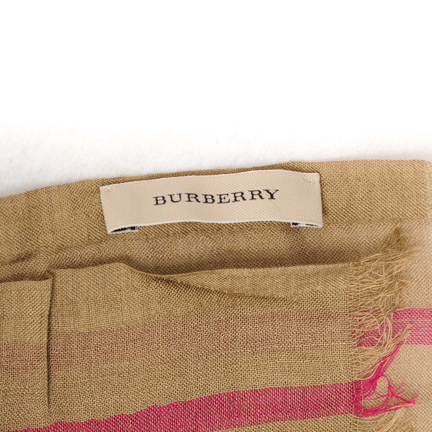 Burberry Wool Silk Giant Check Scarf Taupe Pink 3 of 6